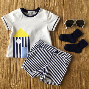 MYL 1274 90 2pc Set with House and Striped Shorts