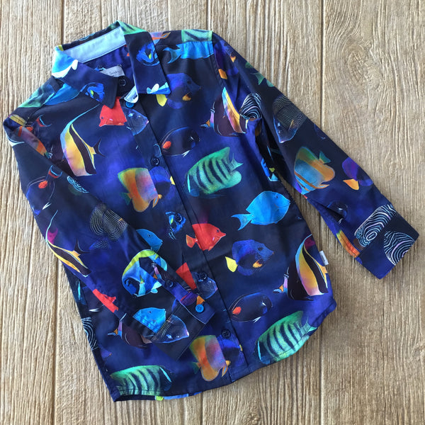 PS 12592 492 Dark Shirt with Colorful Fish