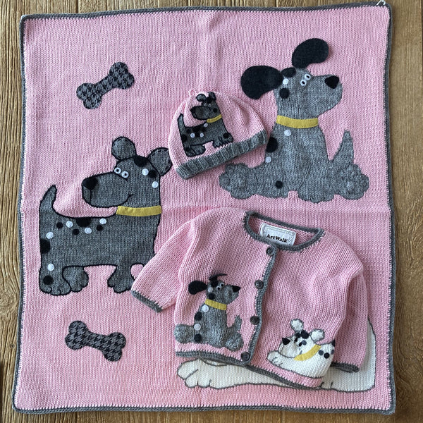 AW 443 Pink with Grey Dogs Sweater
